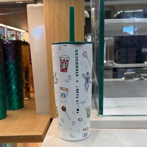 Starbucks x Roller Rabbit White Tumbler with Green Lid